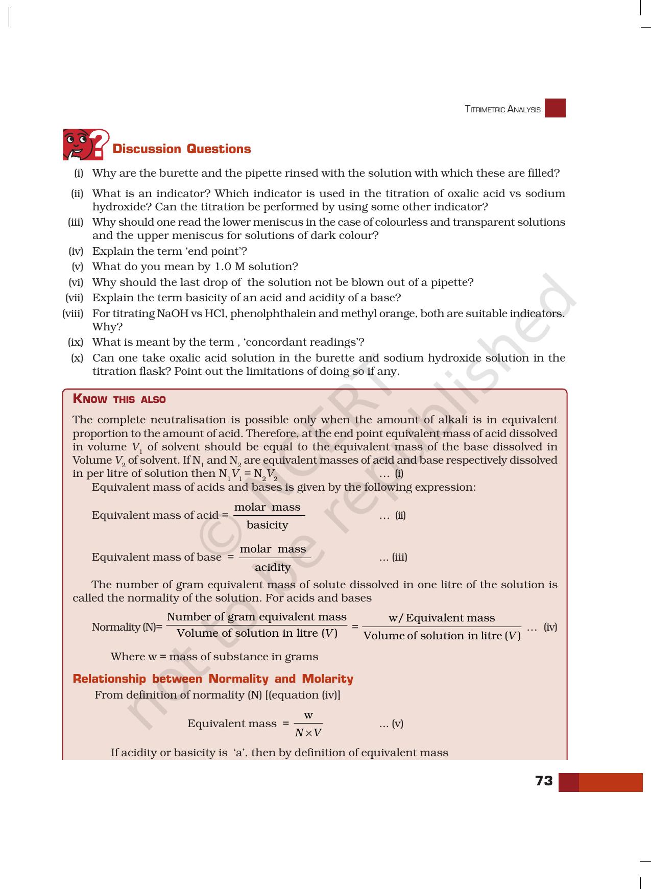 NCERT Laboratory Manuals for Class XI Chemistry - Unit-6 Titrimetric Analysis - Page 9