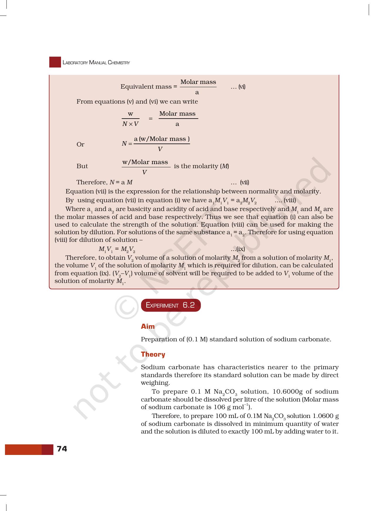 NCERT Laboratory Manuals for Class XI Chemistry - Unit-6 Titrimetric Analysis - Page 10