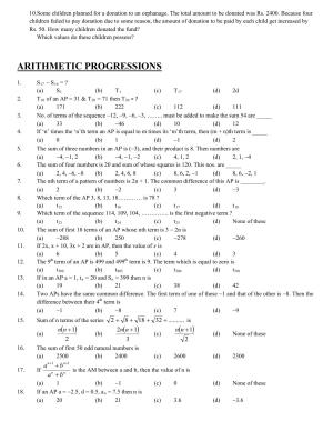 CBSE Worksheets for Class 10 Maths Arithmetic Progression Assignment 1