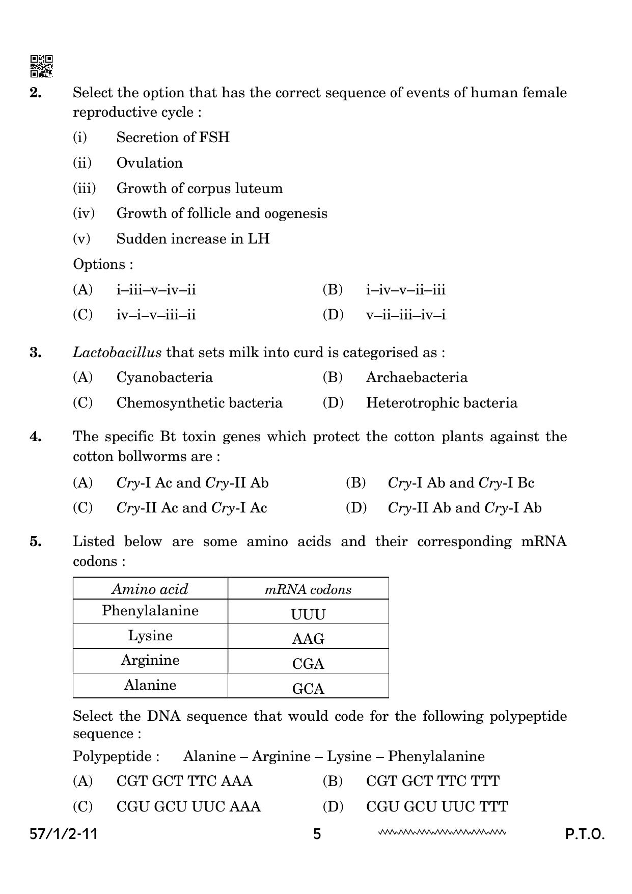 CBSE Class 12 57 1 2 Biology 2024 Question Paper - Page 5