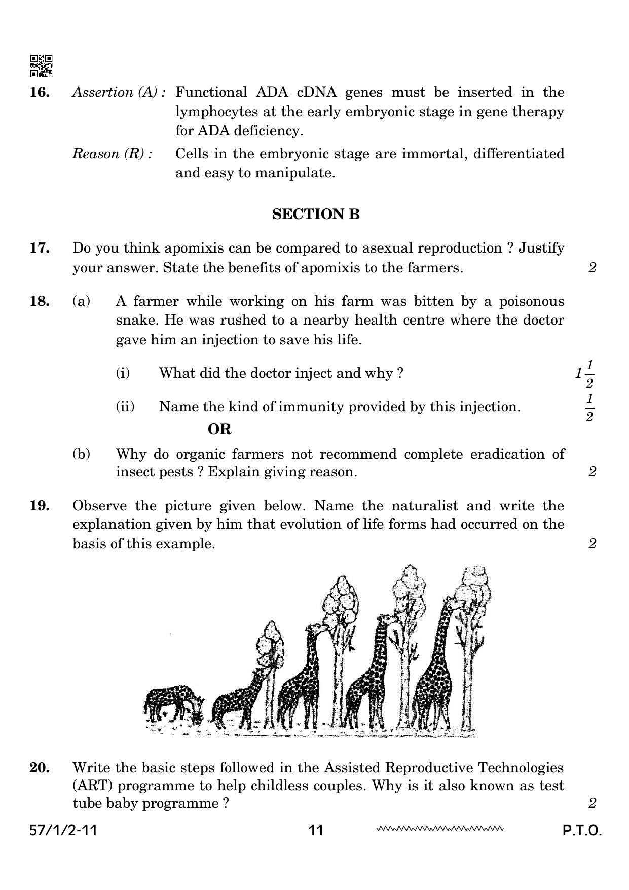 CBSE Class 12 57 1 2 Biology 2024 Question Paper - Page 11