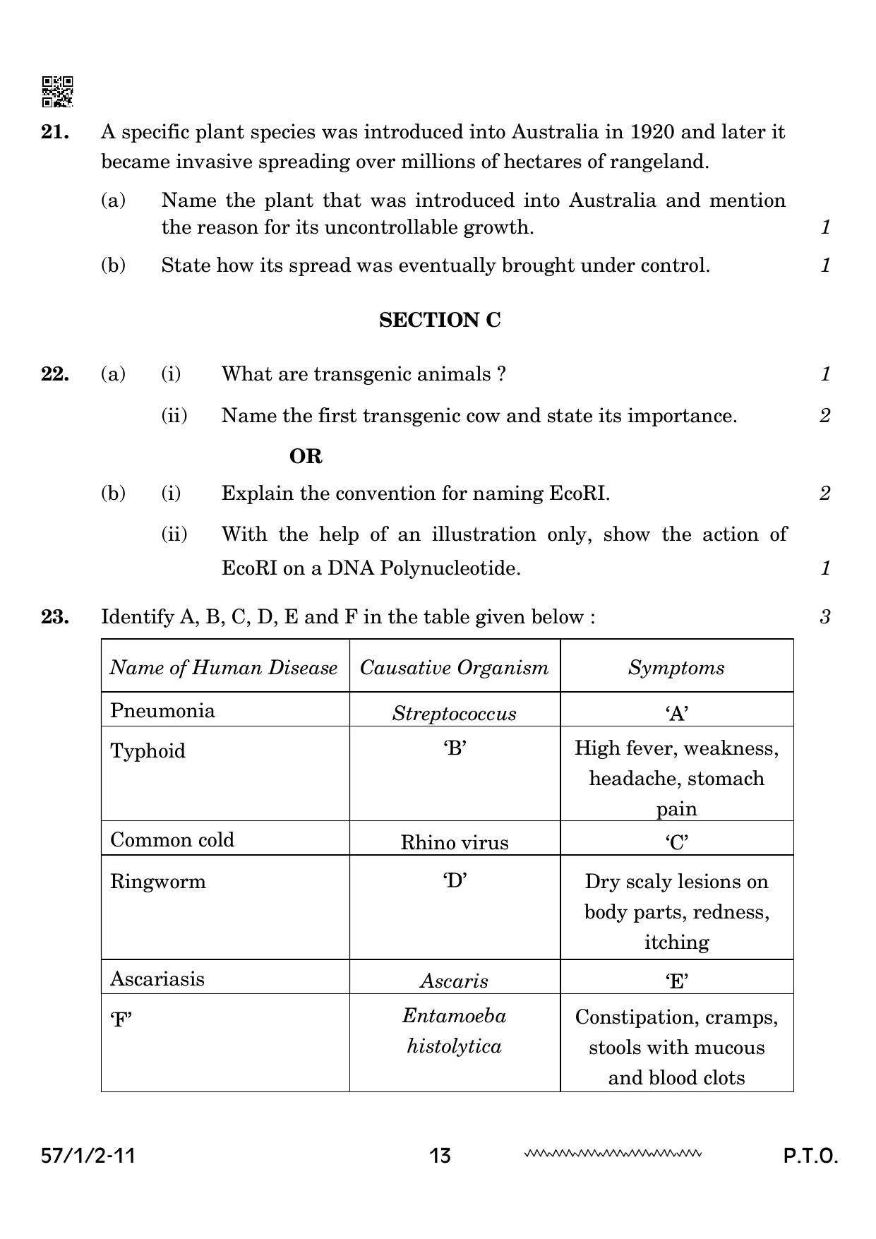 CBSE Class 12 57 1 2 Biology 2024 Question Paper - Page 13