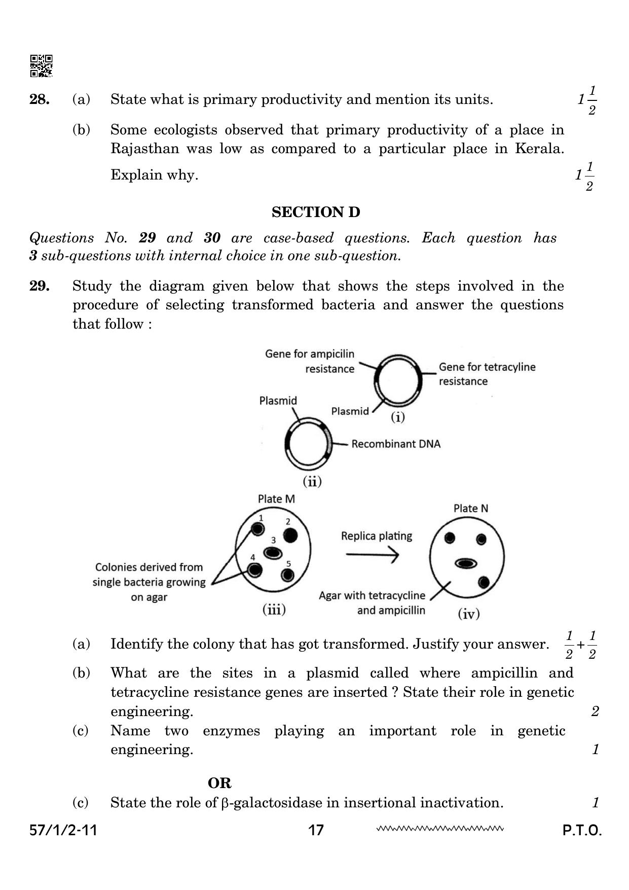 CBSE Class 12 57 1 2 Biology 2024 Question Paper - Page 17