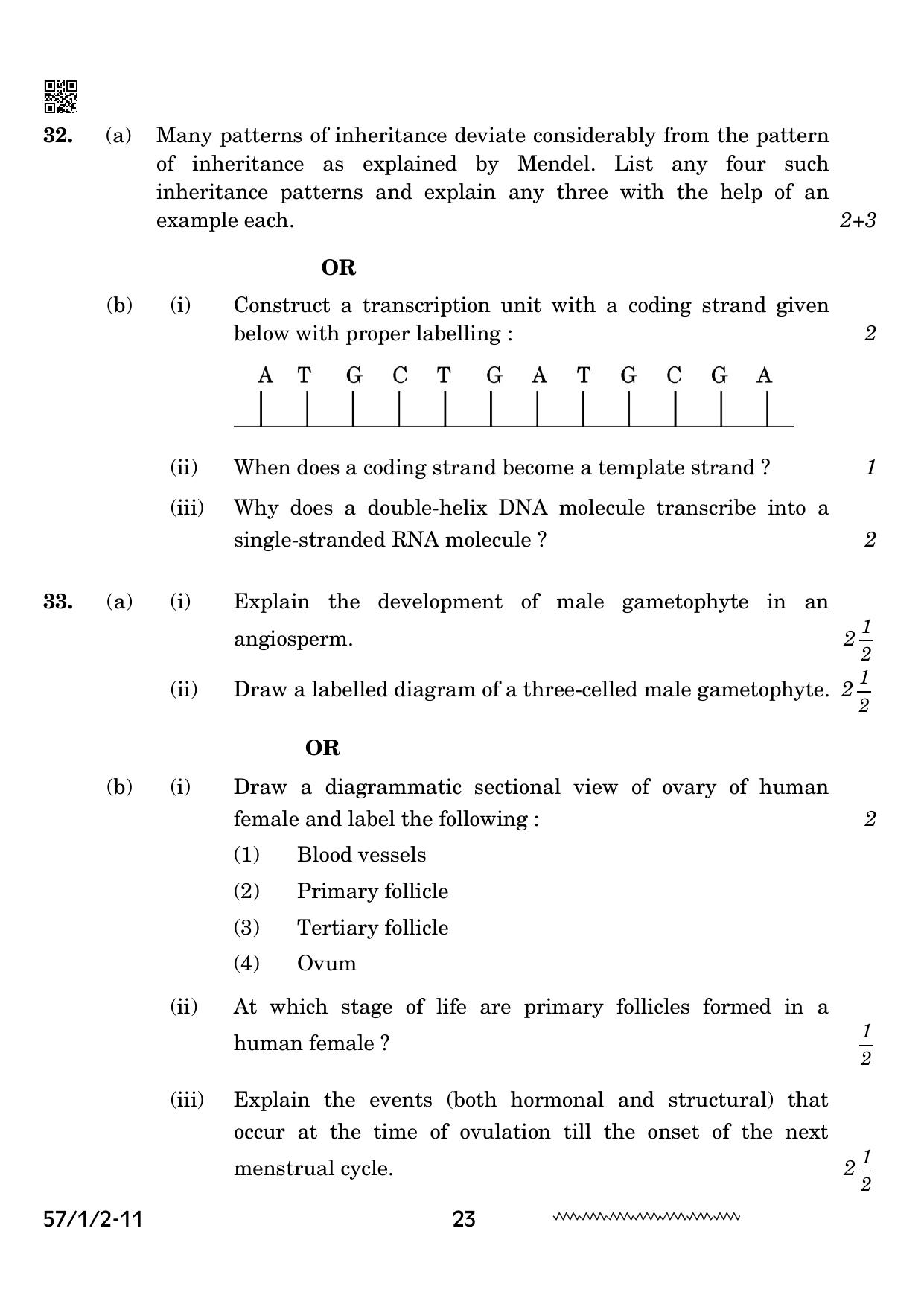 CBSE Class 12 57 1 2 Biology 2024 Question Paper - Page 23