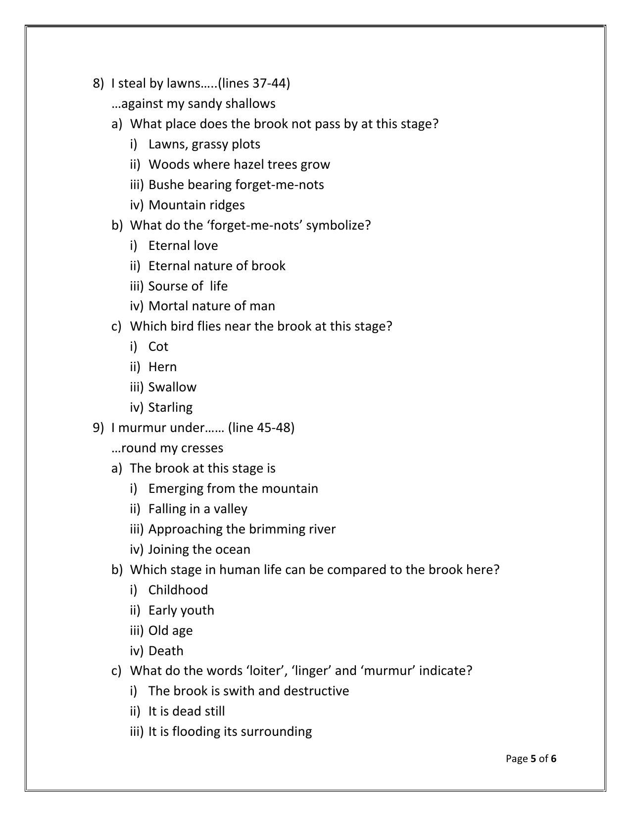 CBSE Worksheets for Class 9 English Assignment 8 - Page 5