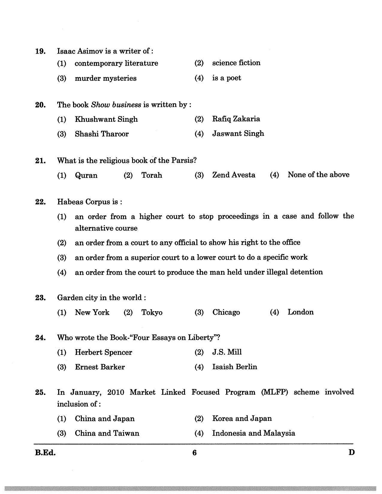 JKBOPEE B.Ed 2010 Question Paper - Page 6