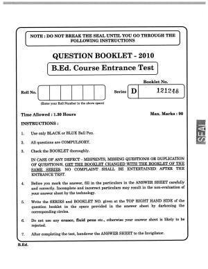 JKBOPEE B.Ed 2010 Question Paper