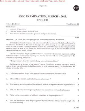 Kerala SSLC 2015 English Question Paper