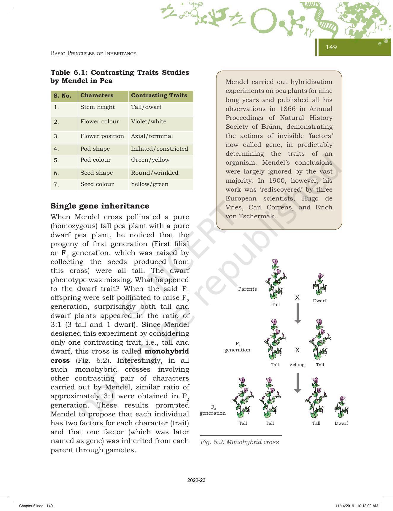 NCERT Book for Class 11 Biotechnology Chapter 6 Basic Principles of Inheritance - Page 5