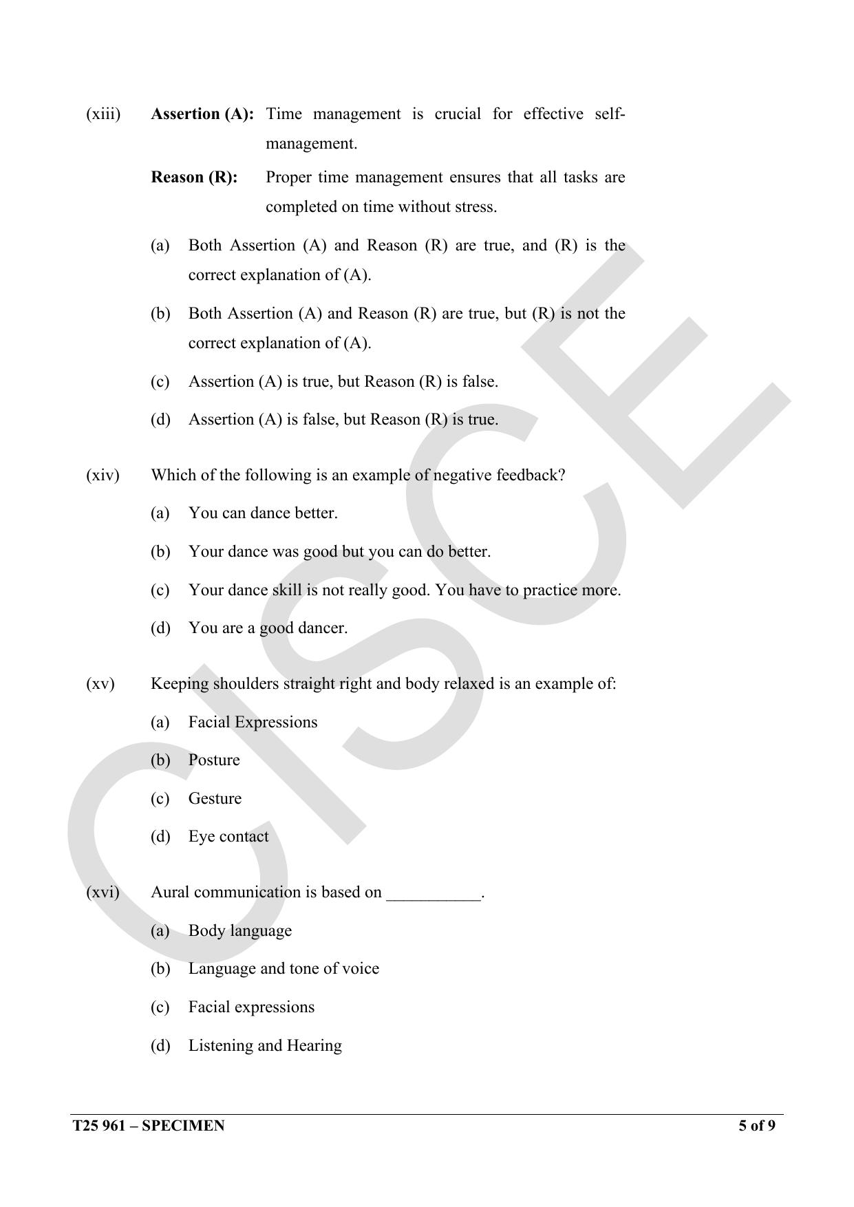 ICSE Class 10 2025 Auto Service Technician (QP & MS) Specimen Paper - Page 5