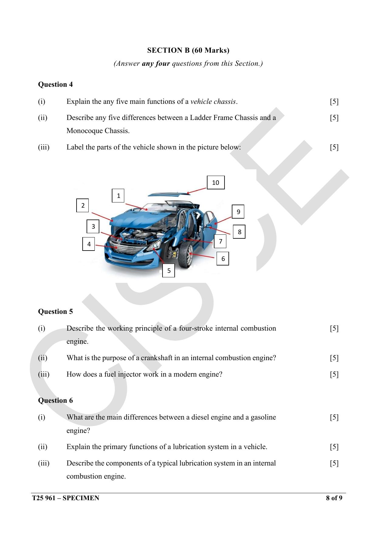 ICSE Class 10 2025 Auto Service Technician (QP & MS) Specimen Paper - Page 8