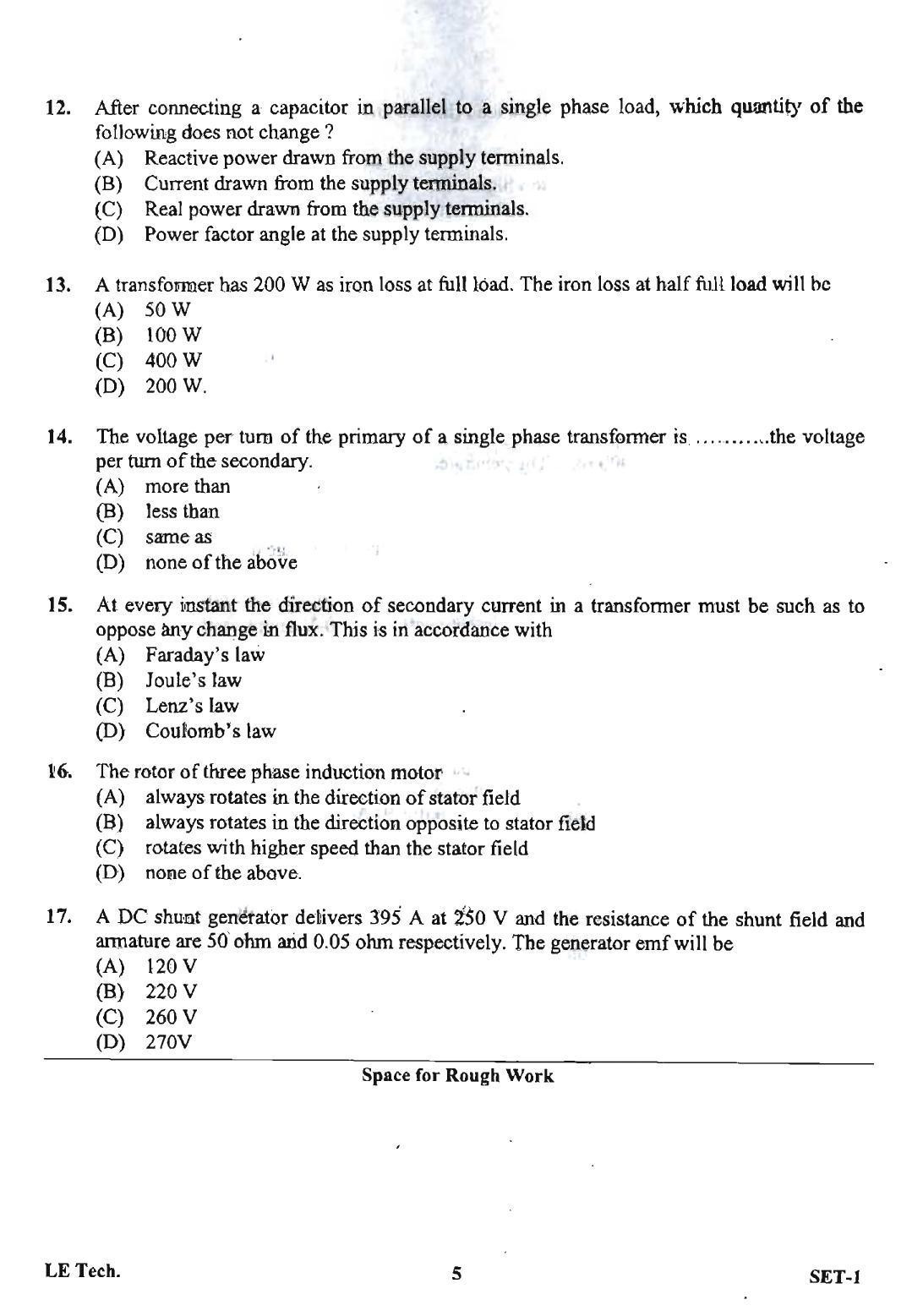 OJEE 2013 LE Tech Set 1 Question Paper - Page 3