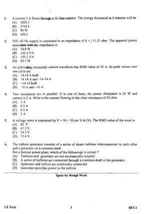 OJEE 2013 LE Tech Set 1 Question Paper