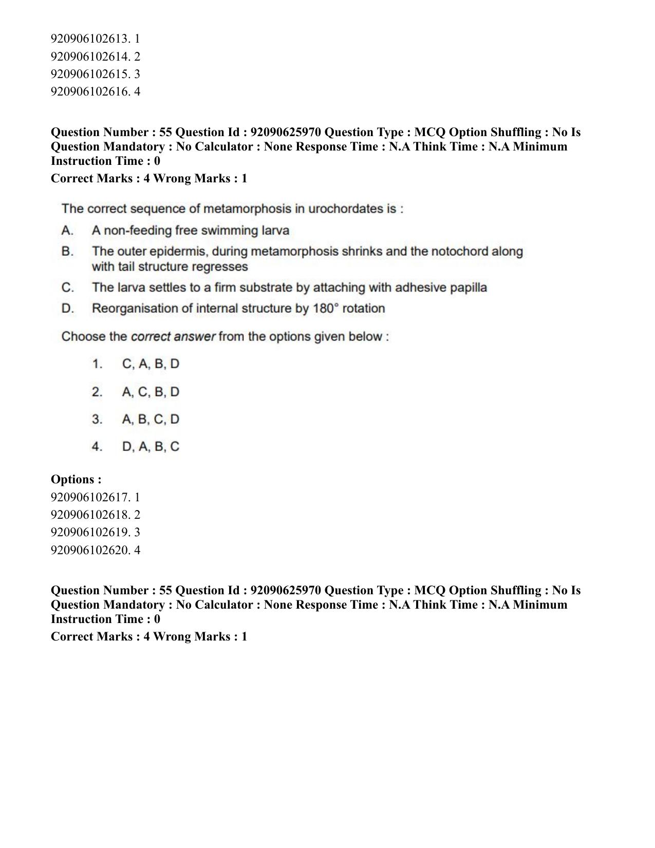 CUET 2023 SCQP28 - Zoology (Hin) Shift 1 Question Papers - Page 56