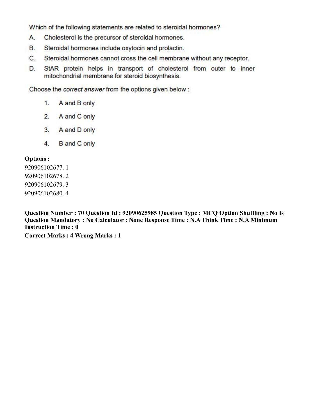 CUET 2023 SCQP28 - Zoology (Hin) Shift 1 Question Papers - Page 79