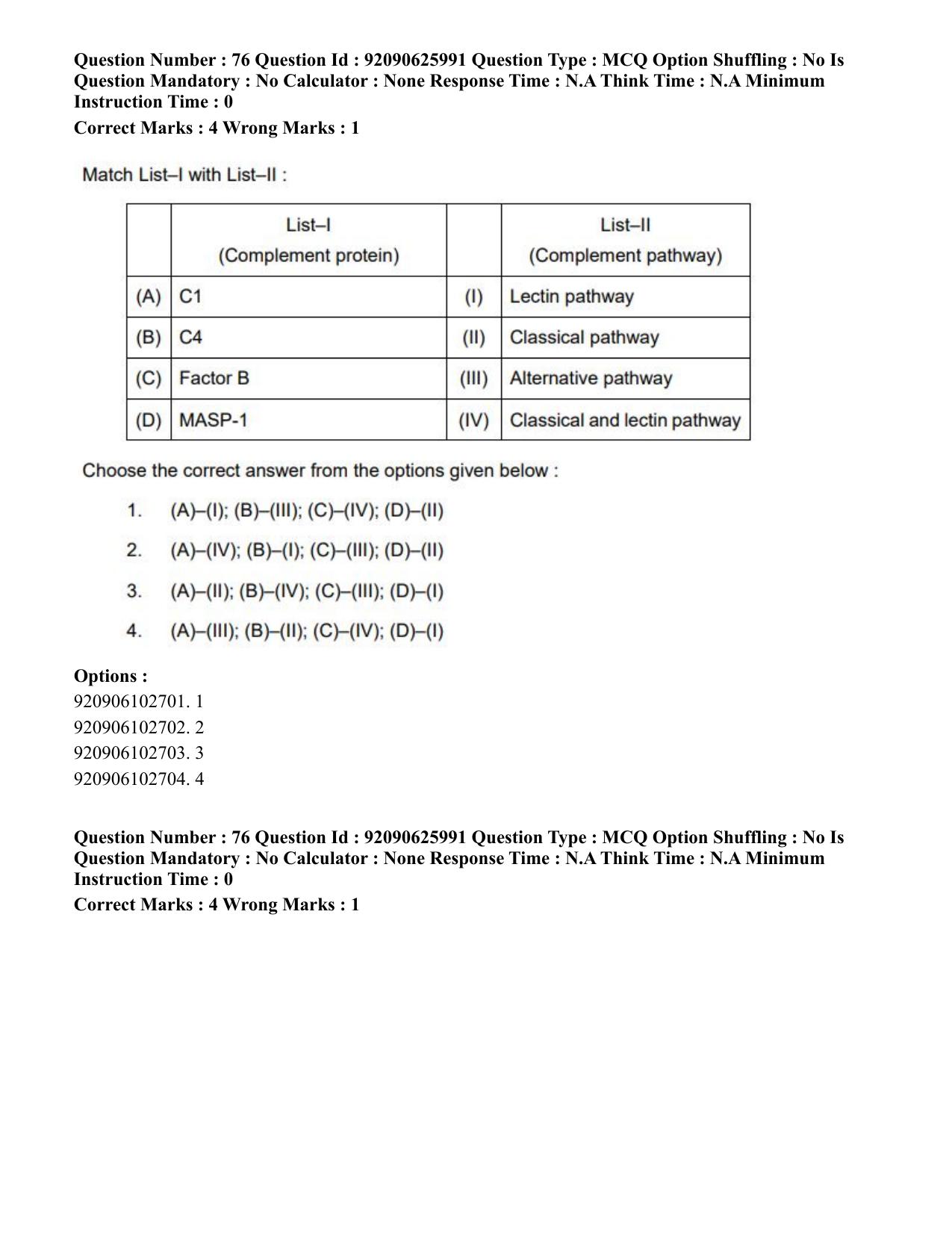 CUET 2023 SCQP28 - Zoology (Hin) Shift 1 Question Papers - Page 89