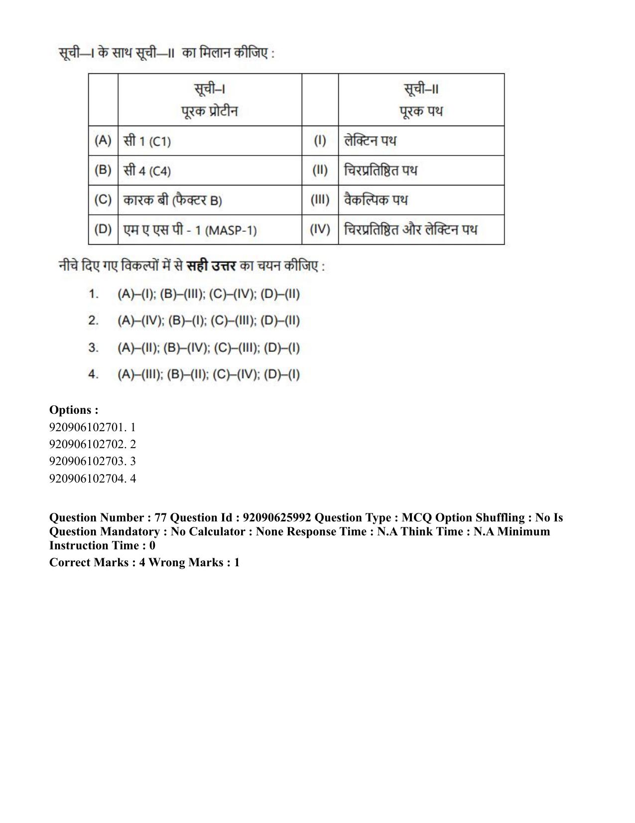 CUET 2023 SCQP28 - Zoology (Hin) Shift 1 Question Papers - Page 90