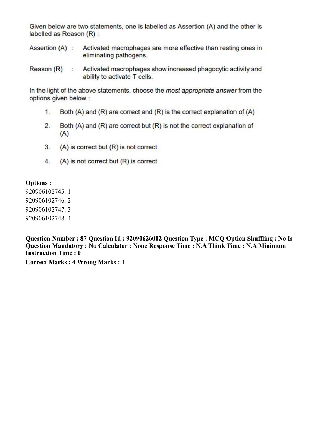 CUET 2023 SCQP28 - Zoology (Hin) Shift 1 Question Papers - Page 108