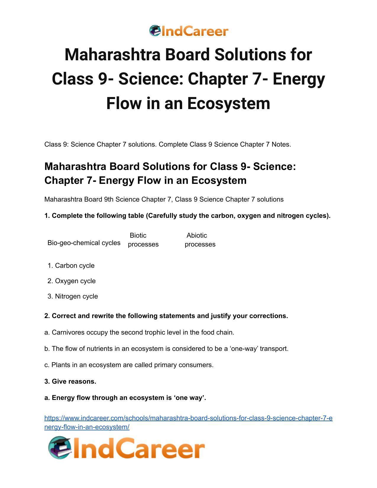 Maharashtra Board Solutions for Class 9- Science: Chapter 7- Energy Flow in an Ecosystem - Page 2