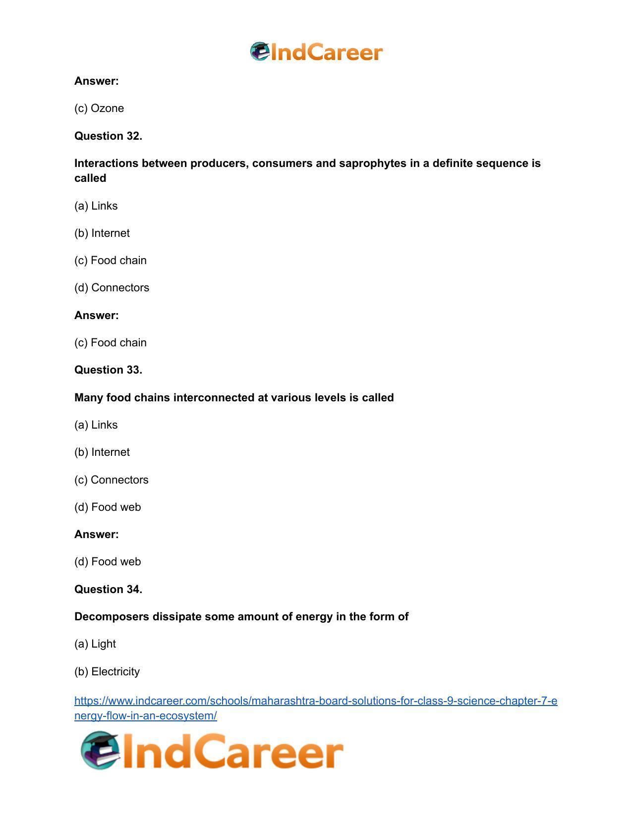 Maharashtra Board Solutions for Class 9- Science: Chapter 7- Energy Flow in an Ecosystem - Page 22