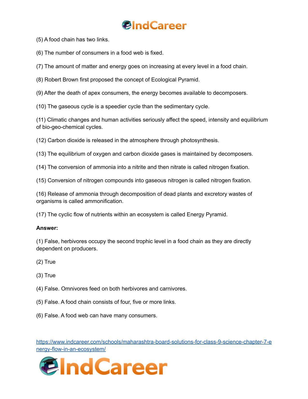 Maharashtra Board Solutions for Class 9- Science: Chapter 7- Energy Flow in an Ecosystem - Page 31