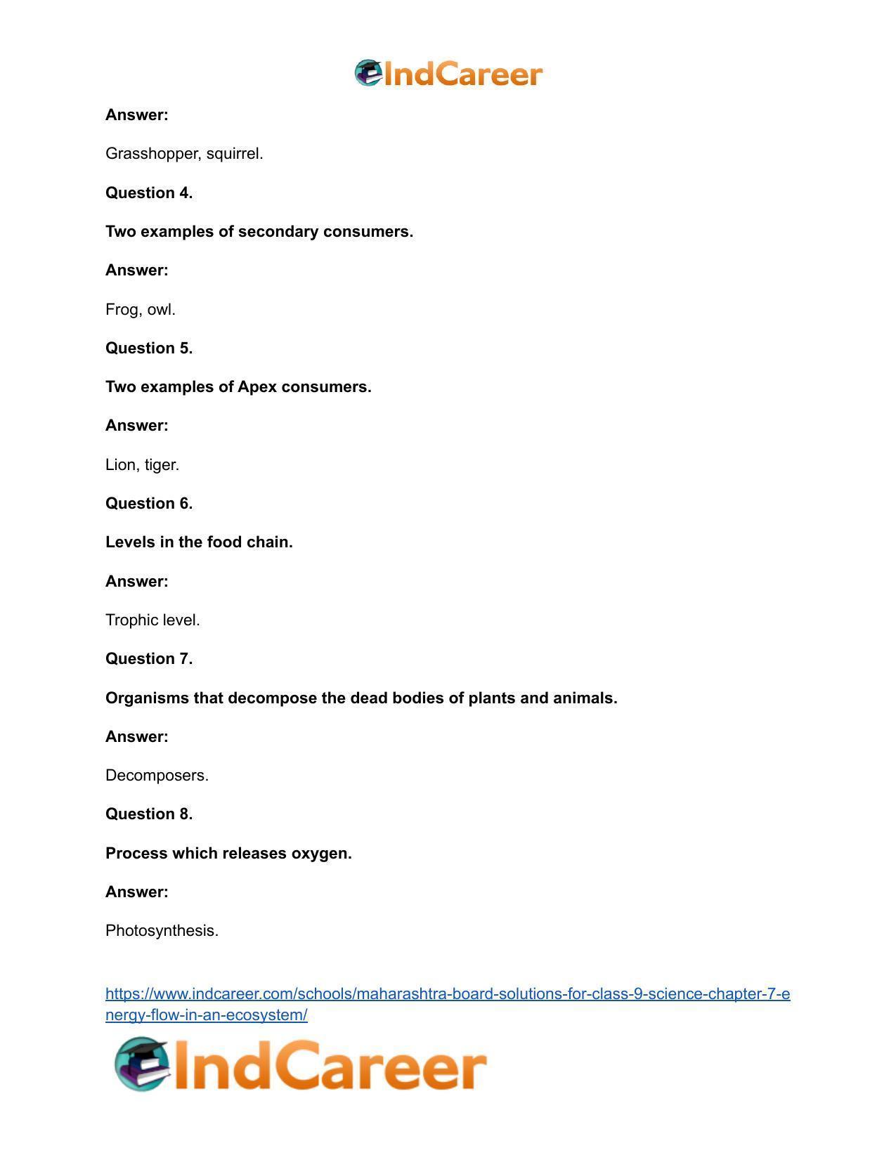 Maharashtra Board Solutions for Class 9- Science: Chapter 7- Energy Flow in an Ecosystem - Page 33