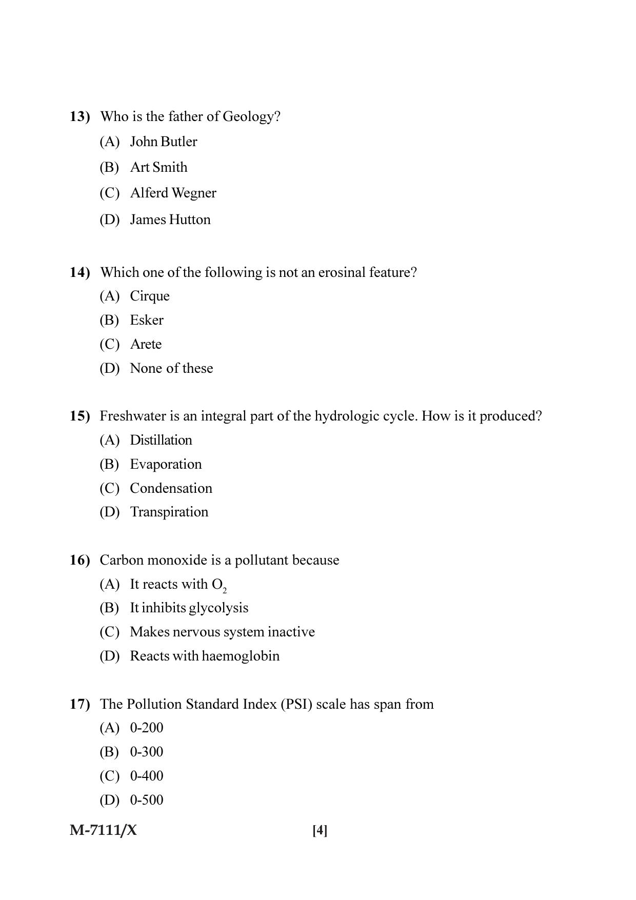 Mysore University PG Entrance Exam 2019: Environmental Science Question Paper - Page 4
