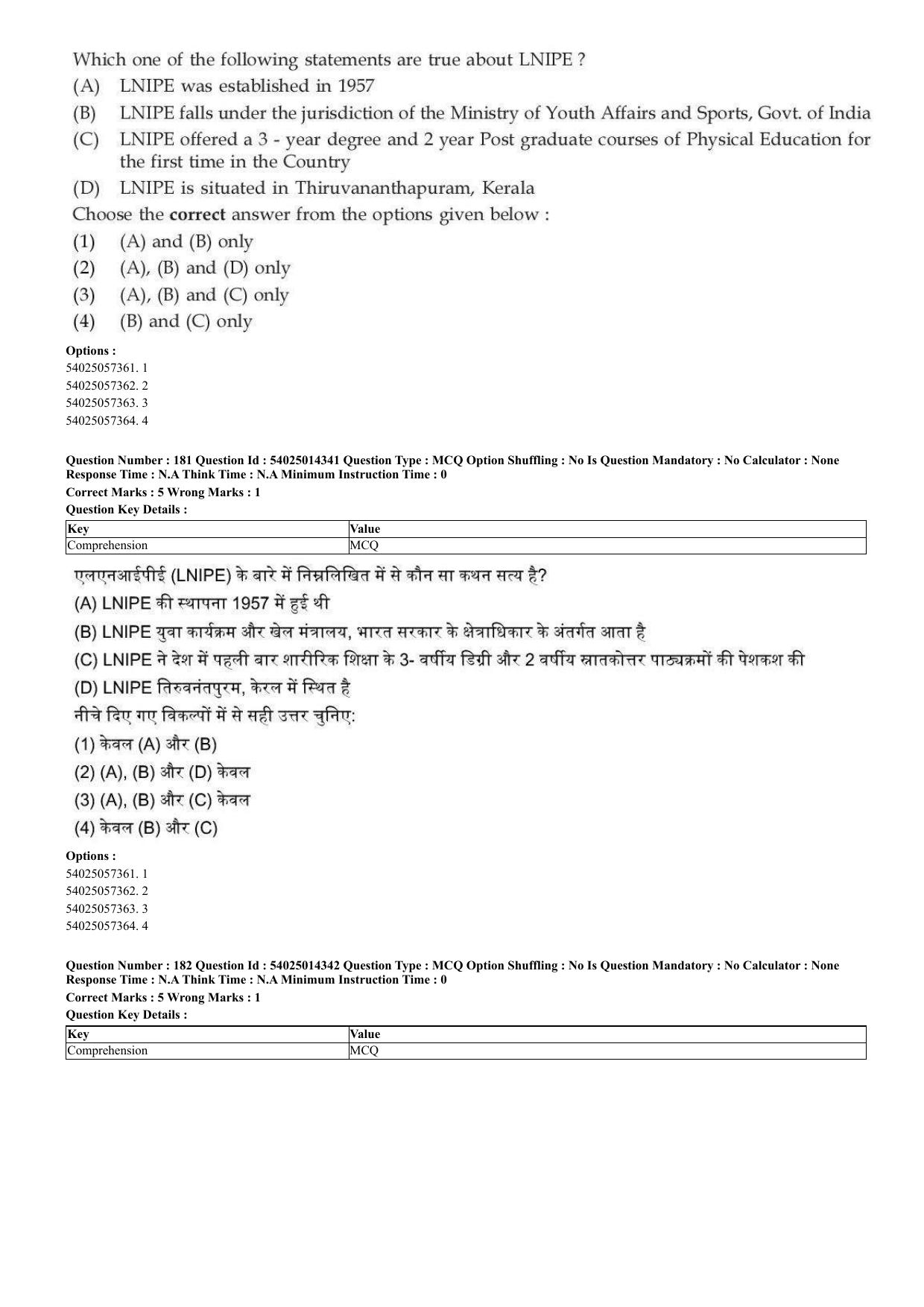 CUET 2023 Domestic Shift 2 Question Paper - 7 June 2023 - Page 148