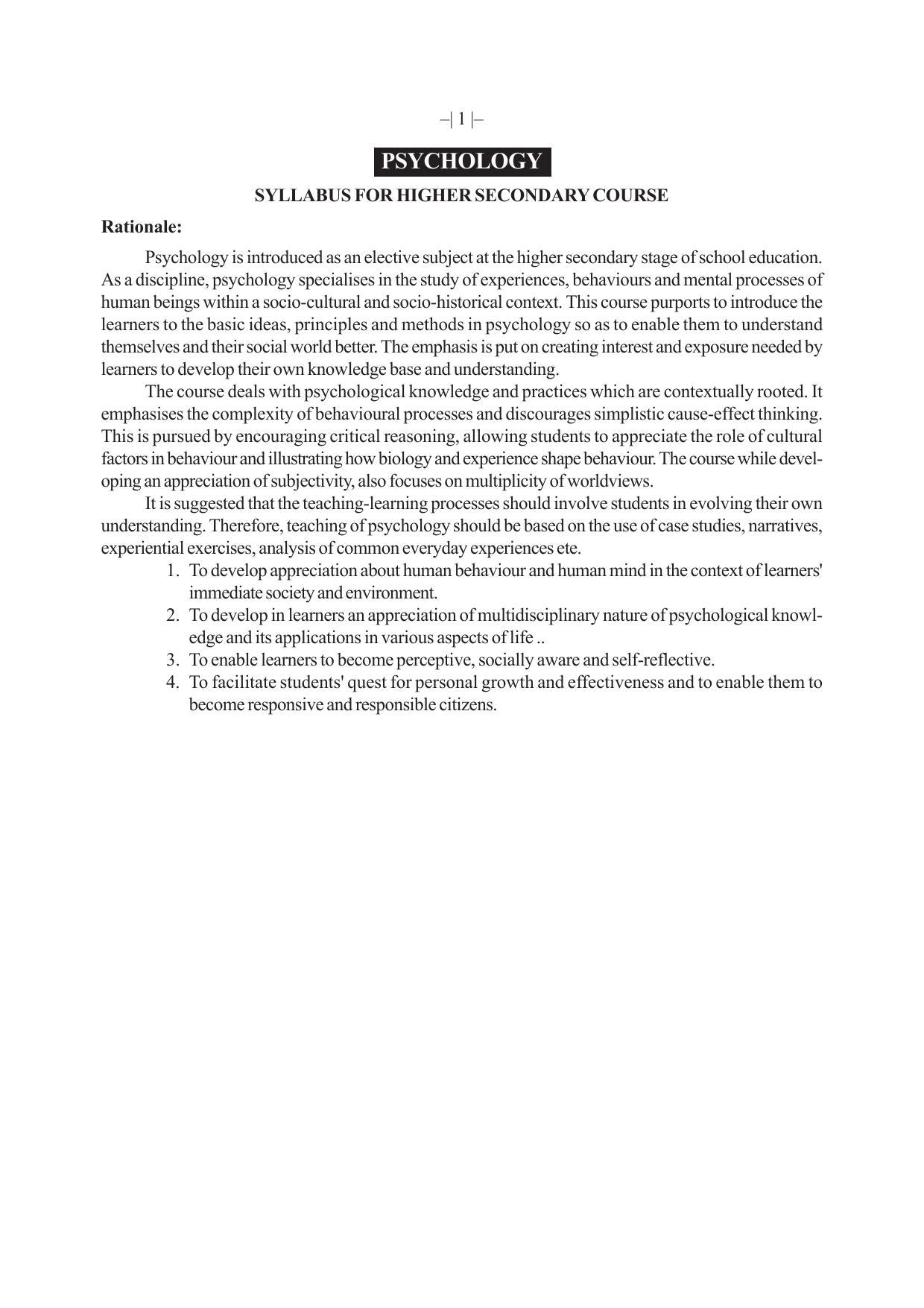 AHSEC 1st Year Psychology Syllabus - Page 1