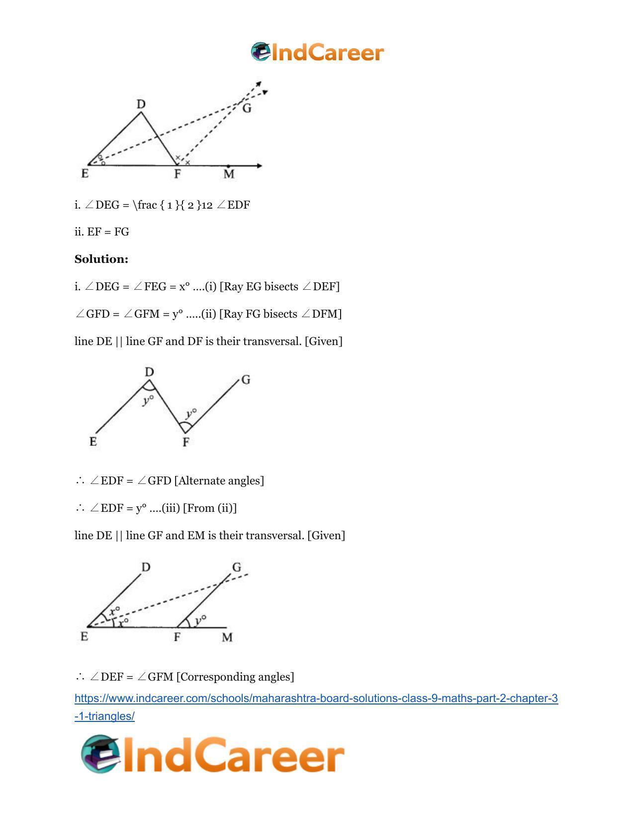 Maharashtra Board Solutions Class 9-Maths (Part 2): Chapter 3.1 ...