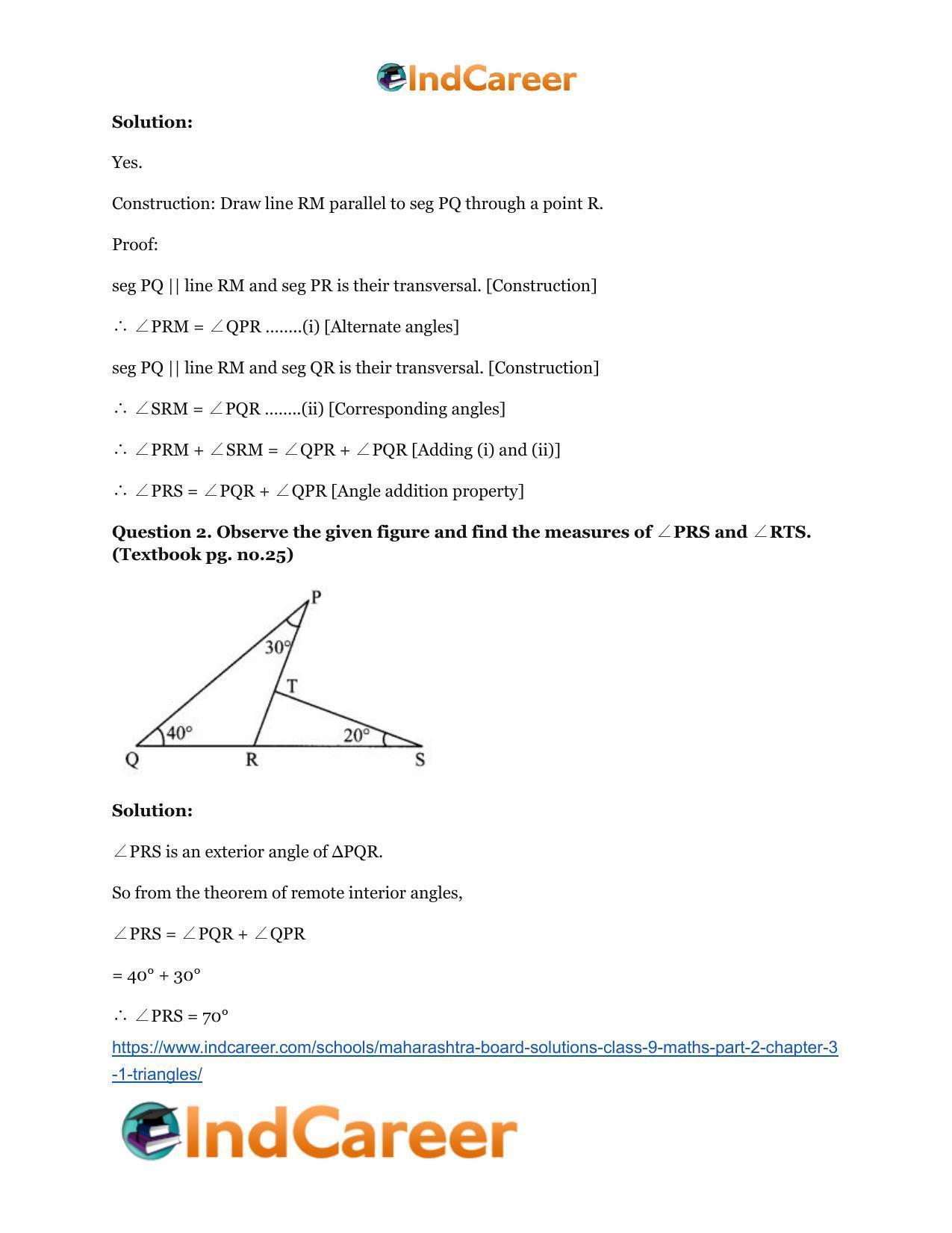 Maharashtra Board Solutions Class 9-Maths (Part 2): Chapter 3.1 ...