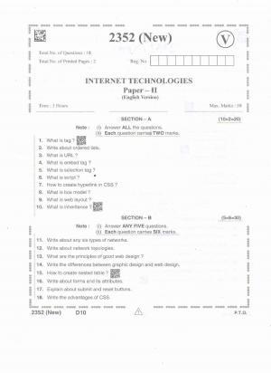 AP Intermediate 2nd Year Vocational Question Paper September-2021- Internet_Technologies-II
