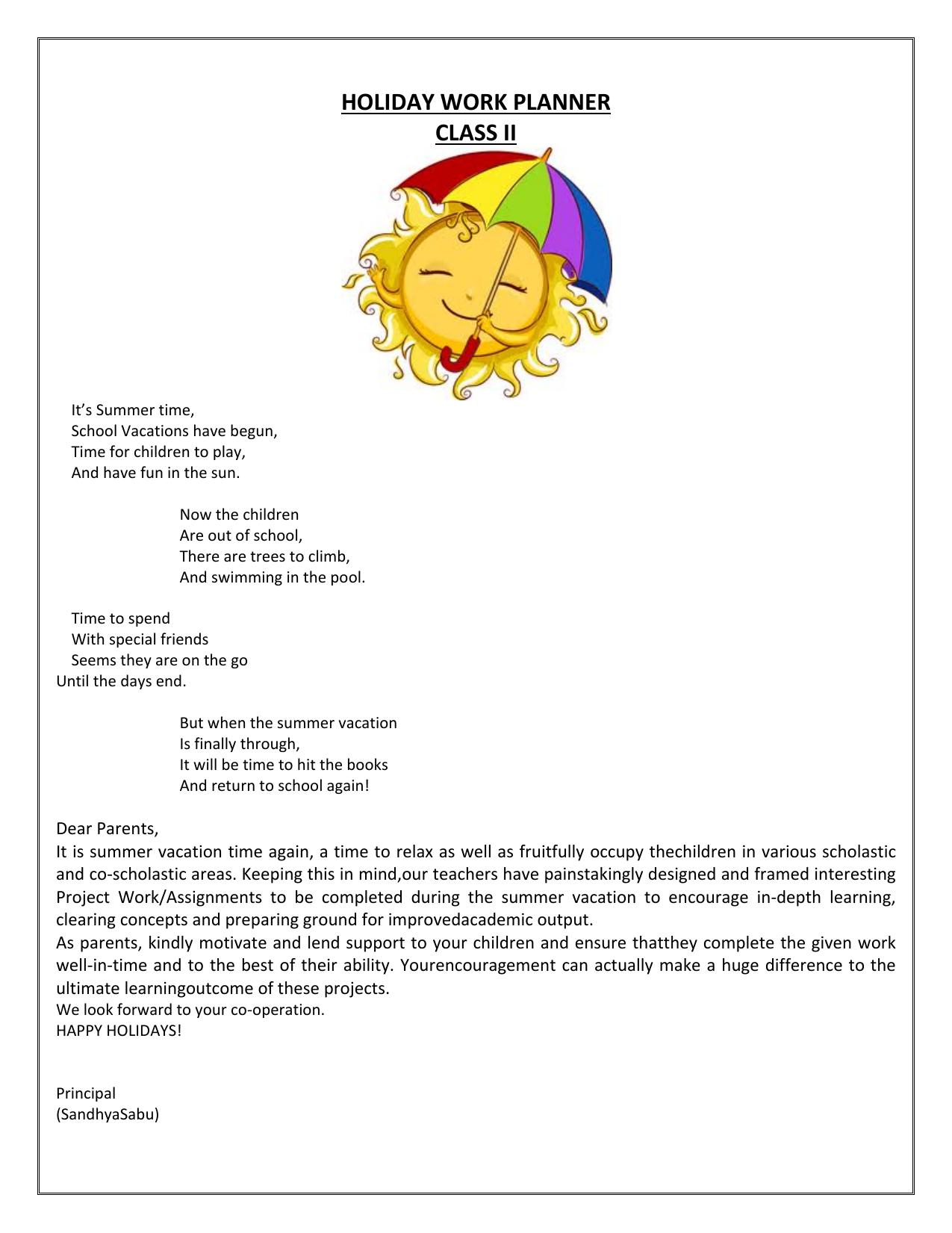 Worksheet for Class 2 English Revision Assignment 118 - Page 1