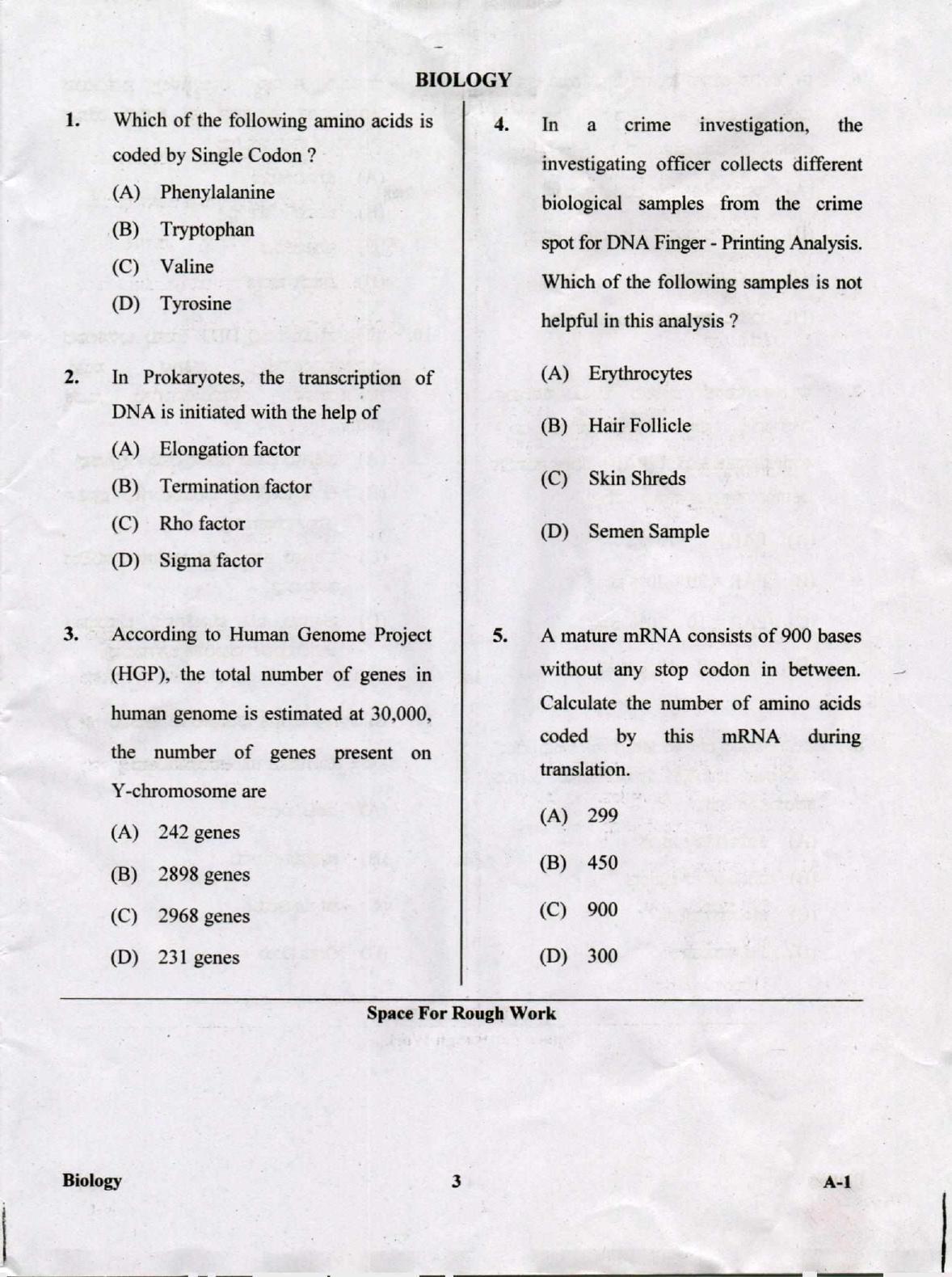 KCET Biology 2019 Question Papers - Page 3