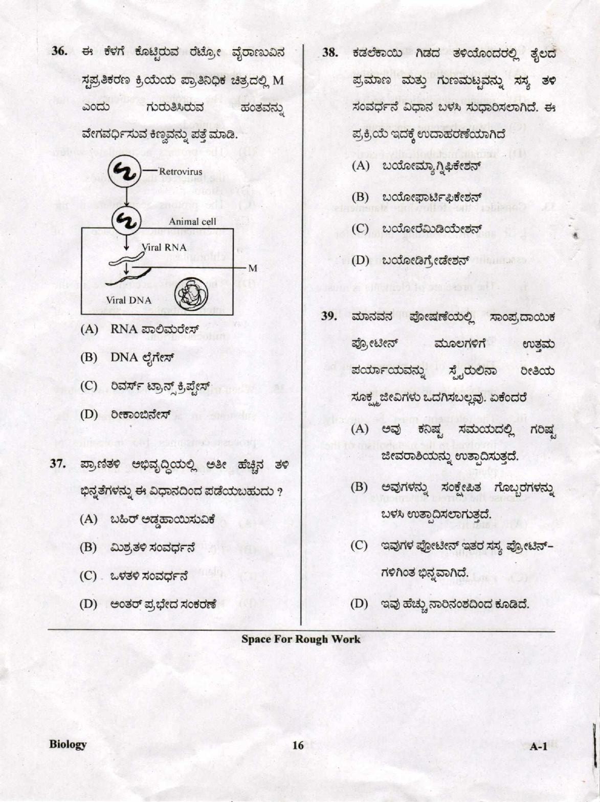 KCET Biology 2019 Question Papers - Page 16