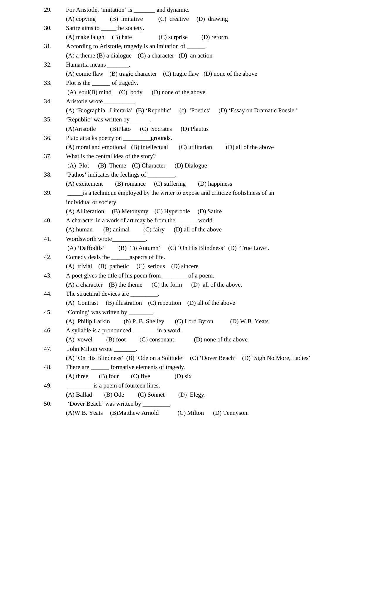 Hemchand North Gujarat University Sample Paper July-Sept 2021: B.A. Semester-III CC-305 - Foundation Course In Literary Criticism Paper Code - 3532 - Page 2