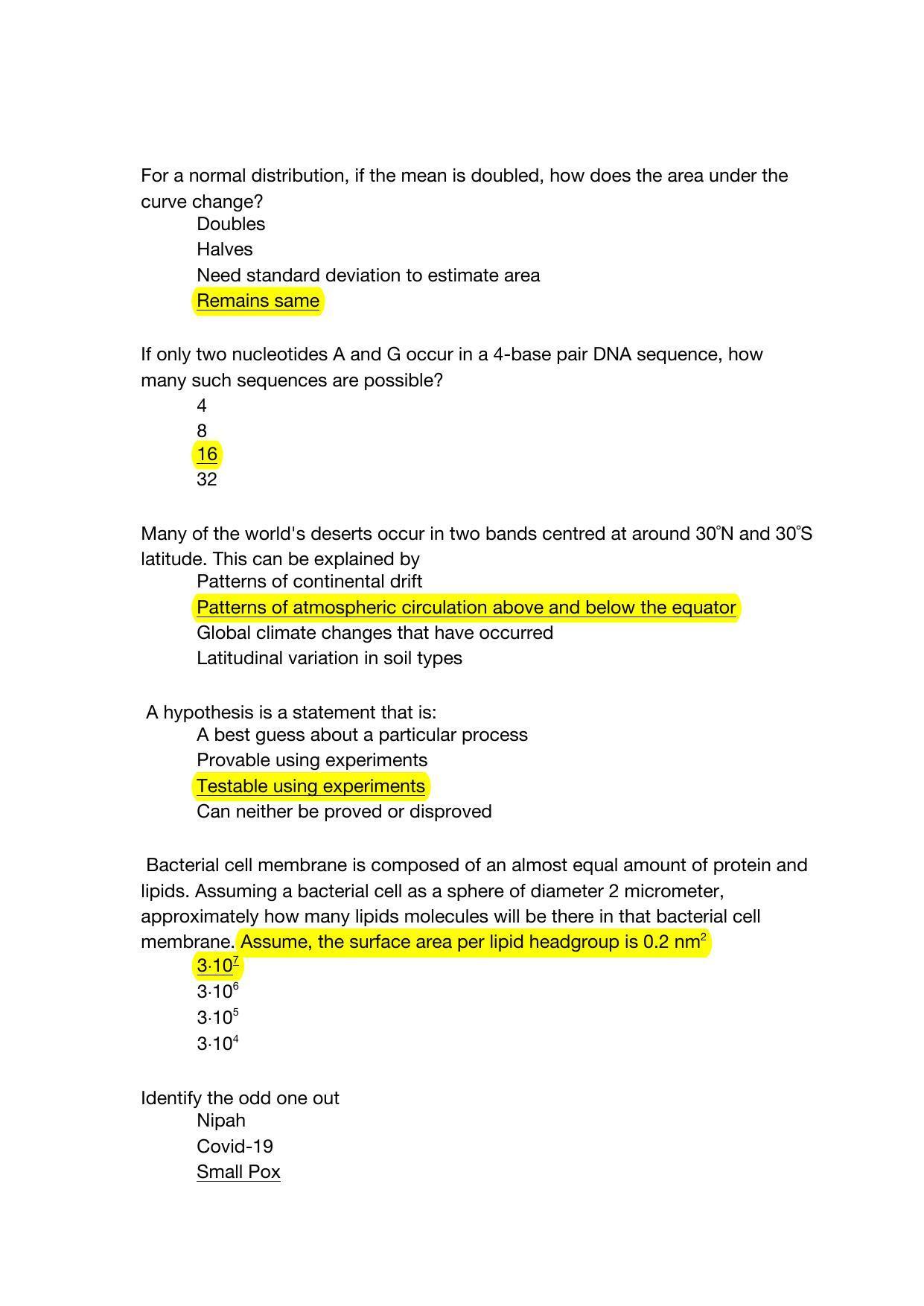 TIFR GS 2022 Biology Question Paper - Page 2