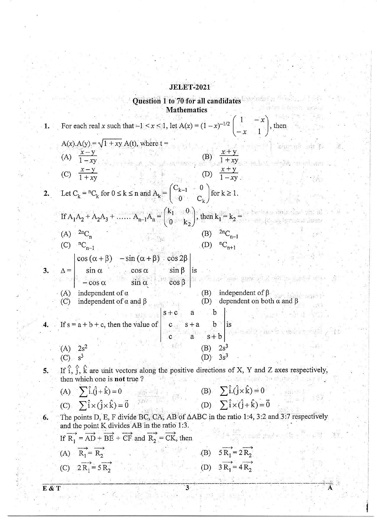 WBJEE  JELET 2021 ( Engg. & Tech.) - Page 3