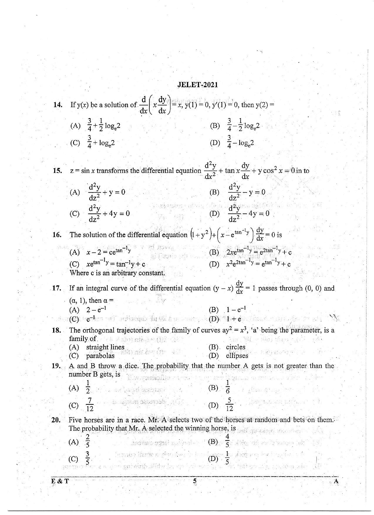 WBJEE  JELET 2021 ( Engg. & Tech.) - Page 5