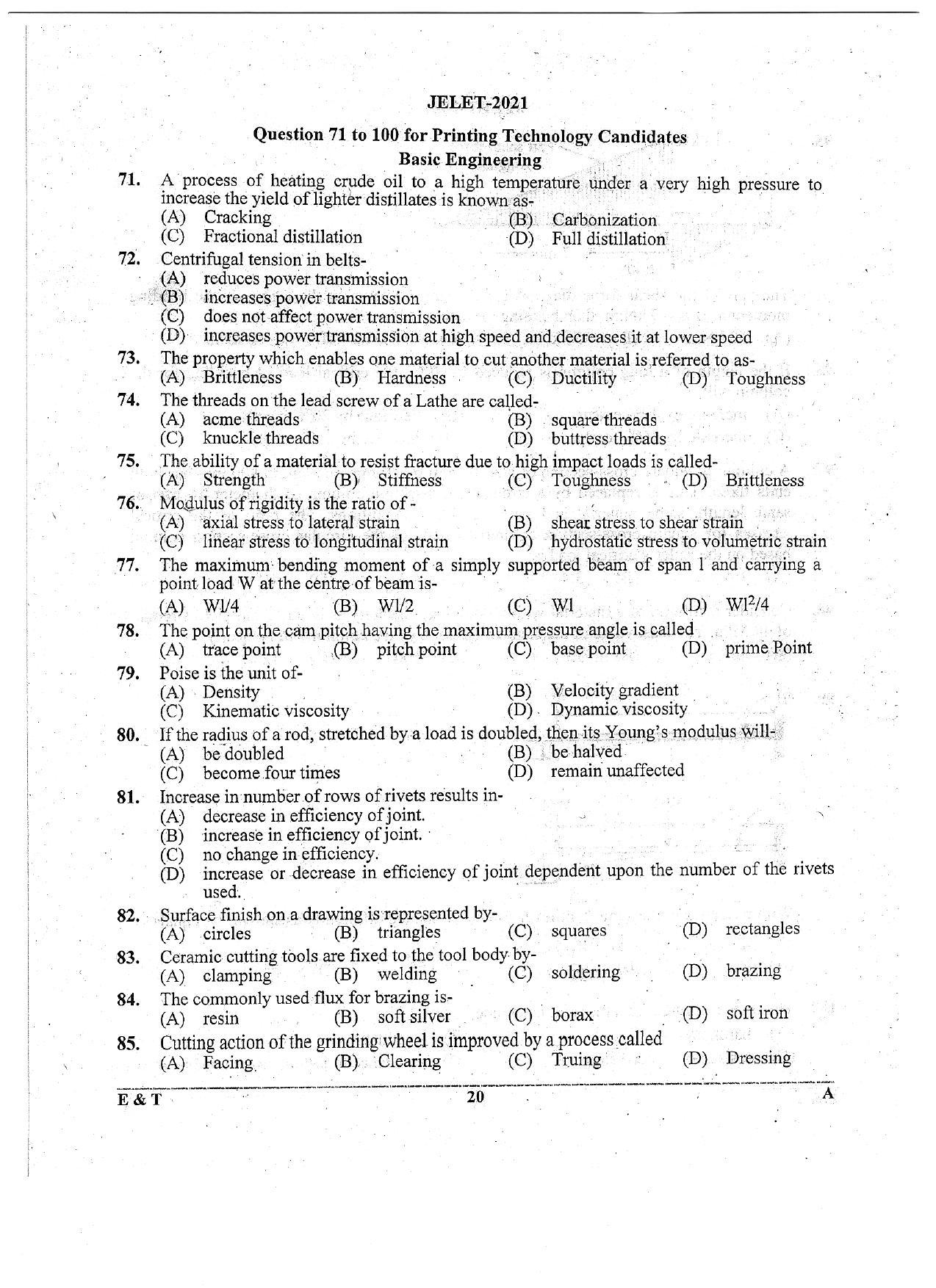 WBJEE  JELET 2021 ( Engg. & Tech.) - Page 20