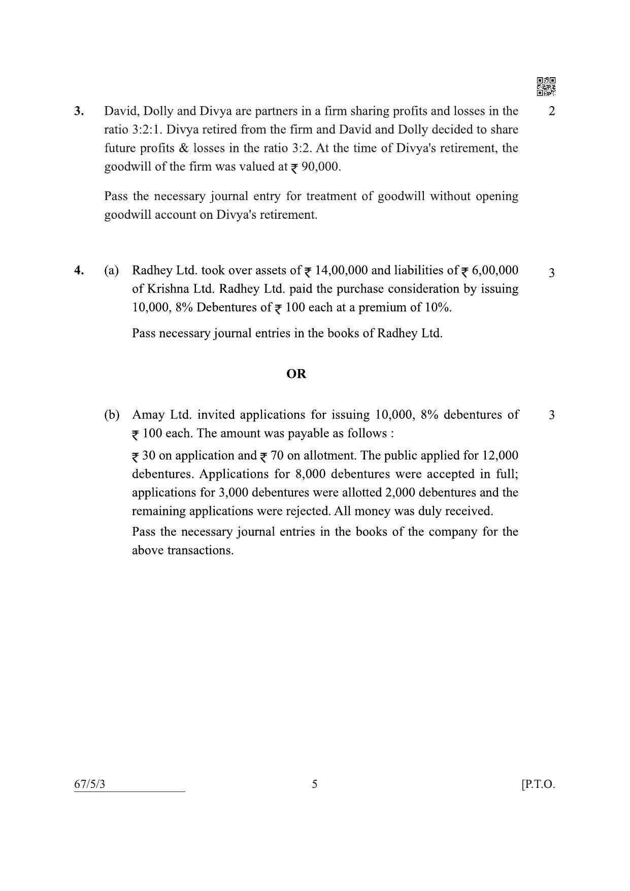 CBSE Class 12 67-5-3 Accountancy 2022 Question Paper - Page 5