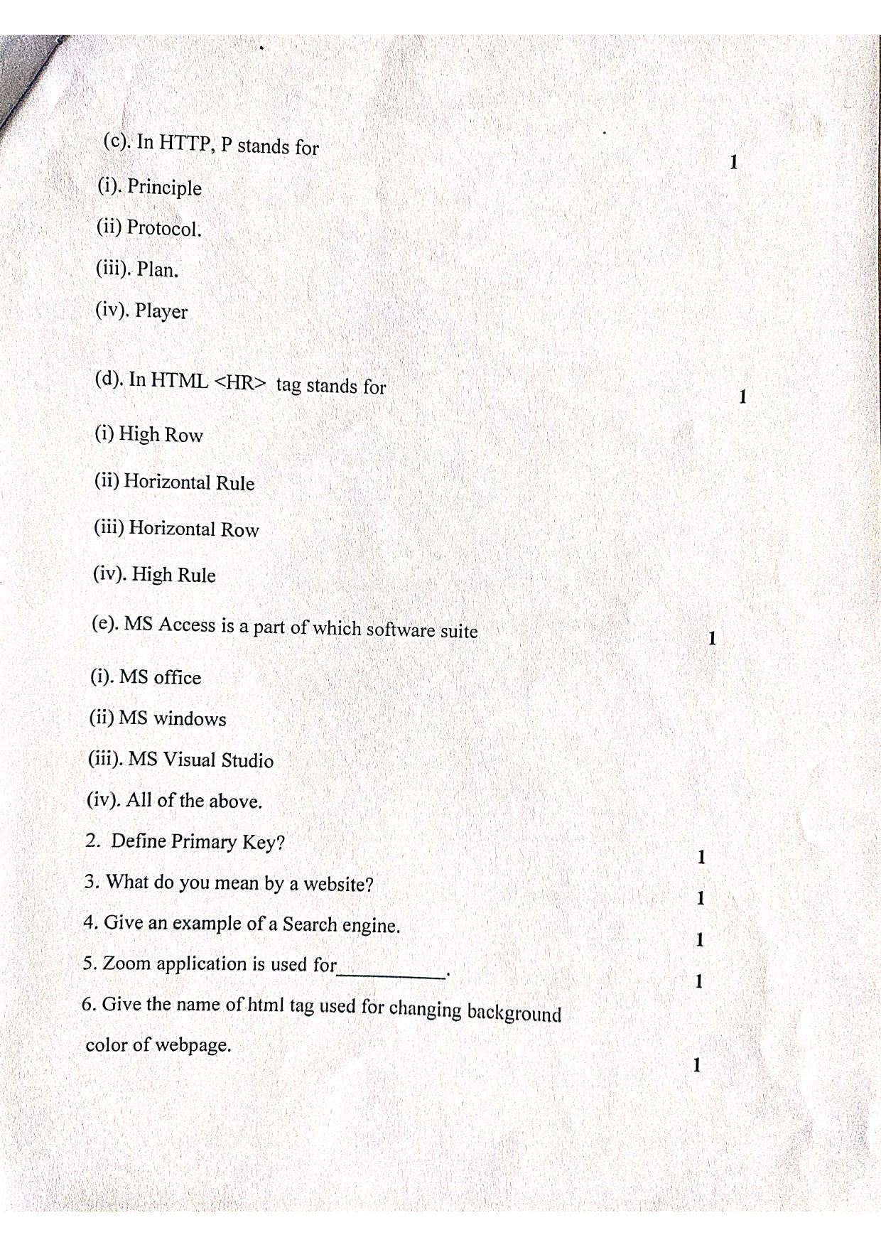 JKBOSE Class 10 Computer Science Model Question Paper 2023 - Page 2