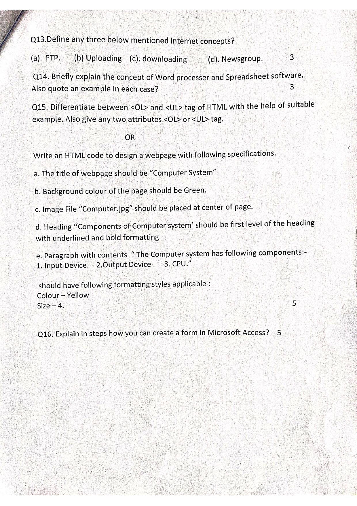 JKBOSE Class 10 Computer Science Model Question Paper 2023 - Page 4