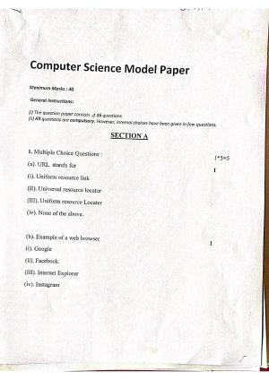 JKBOSE Class 10 Computer Science Model Question Paper 2023