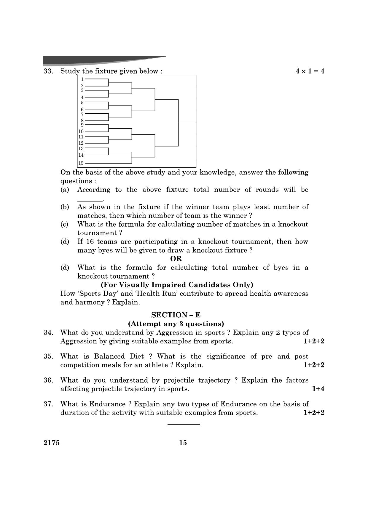 CBSE Class 12 Physical Education 2024 Question Paper - Page 15
