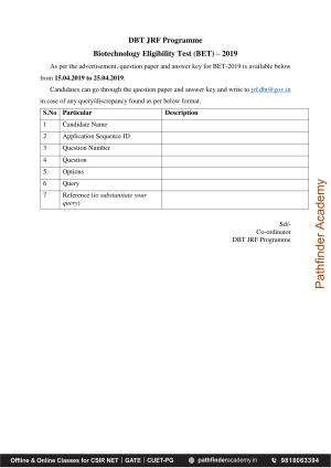 BET 2019 Question Paper