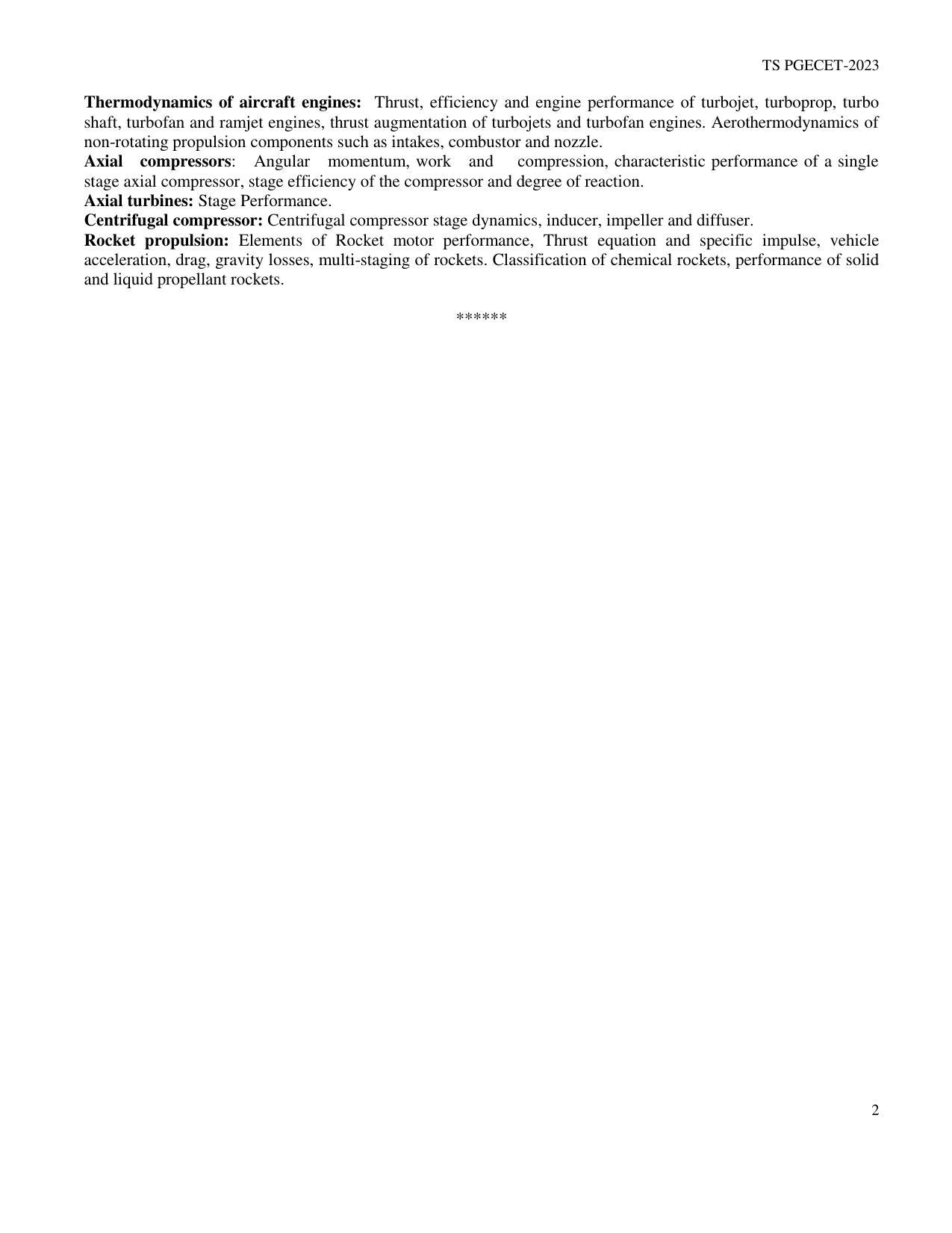 TS PGECET Aerospace Engineering Syllabus - Page 2