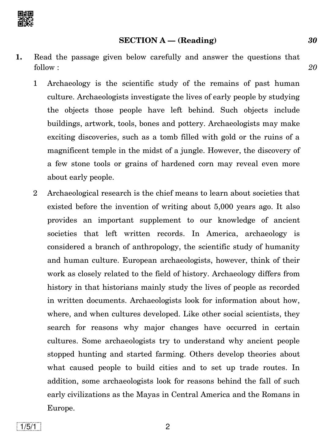 CBSE Class 12 1-5-1 English Core 2019 Question Paper - Page 2