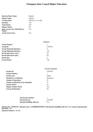 TS EDCET Question Paper 2019 - English