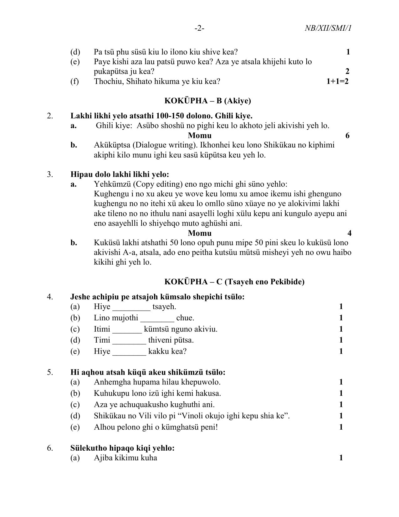 Nagaland Board Class 12 Sumi (SUTSAH) 2021 Question Paper - Page 2